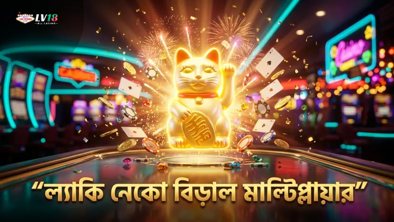 ল্যাকি নেকো গেমের বিড়াল সিম্বল মাল্টিপ্লায়ার বাড়ায়।
